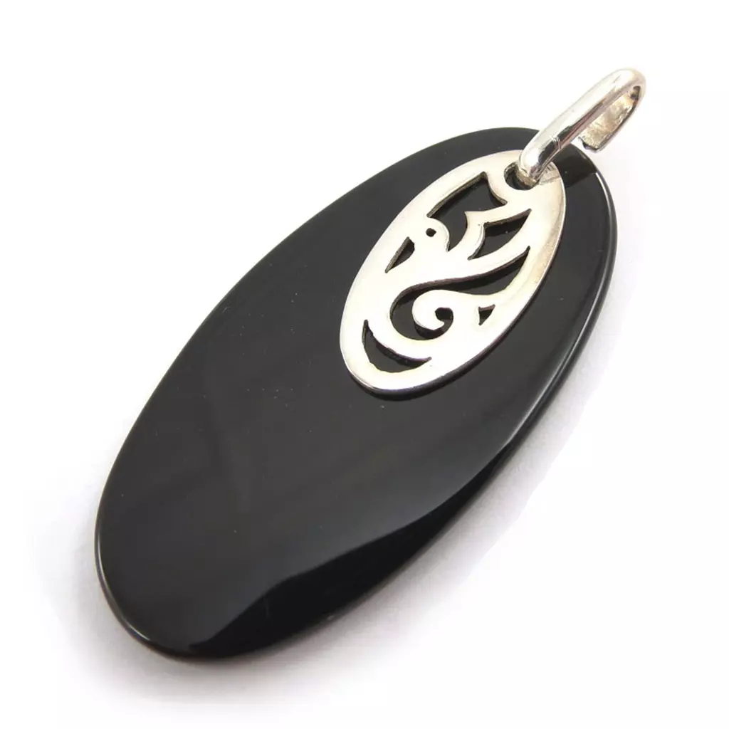les trésors de lily Pendentif Argent 'Ruth' onyx [J9567]