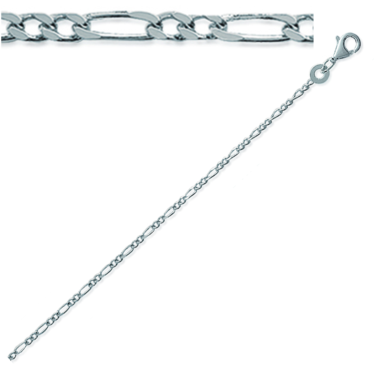 Chaîne - Argent rhodié figaro 2.25mm - CHS614 main image 1