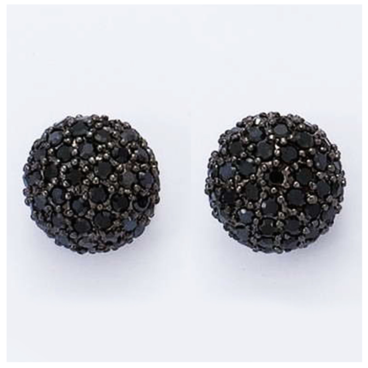 Boucles Argent \'Romy\' noir argenté (rhodié) - 10 mm - [I3994]