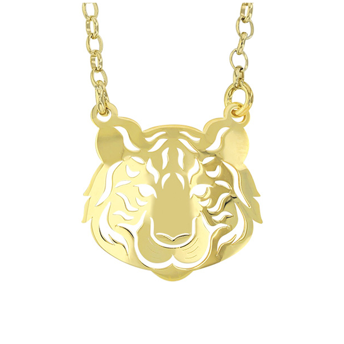 Collier Argent artisanal \'Jungle\' doré - 19x18 mm (tigre) - [R2851]