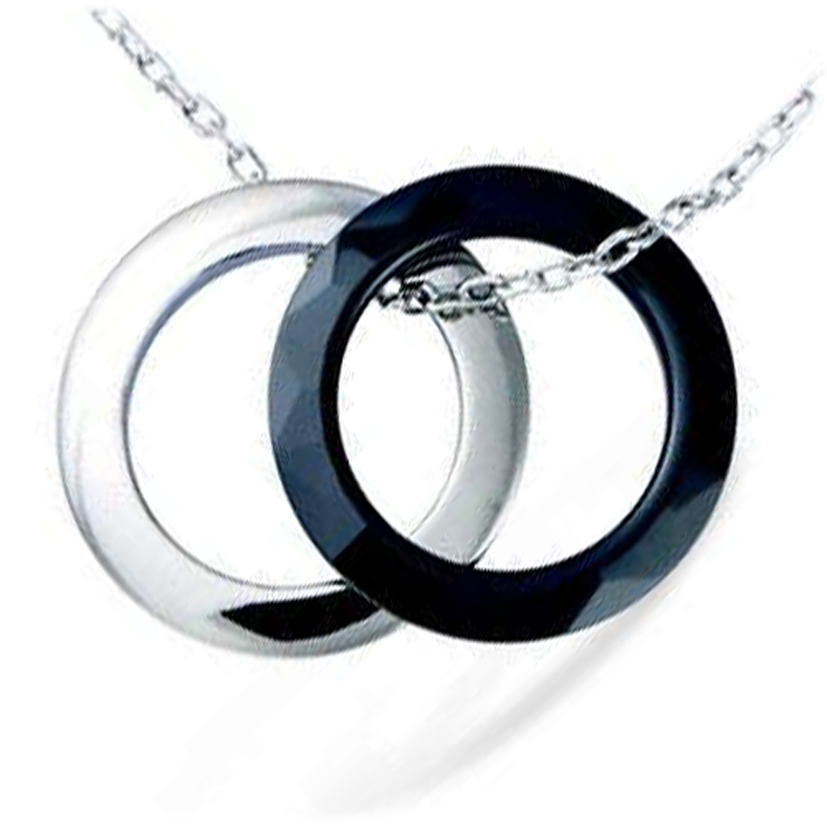 Collier Argent \'Chorégraphie\' noir céramique argenté (rhodié) - 2 cm - [L7416]