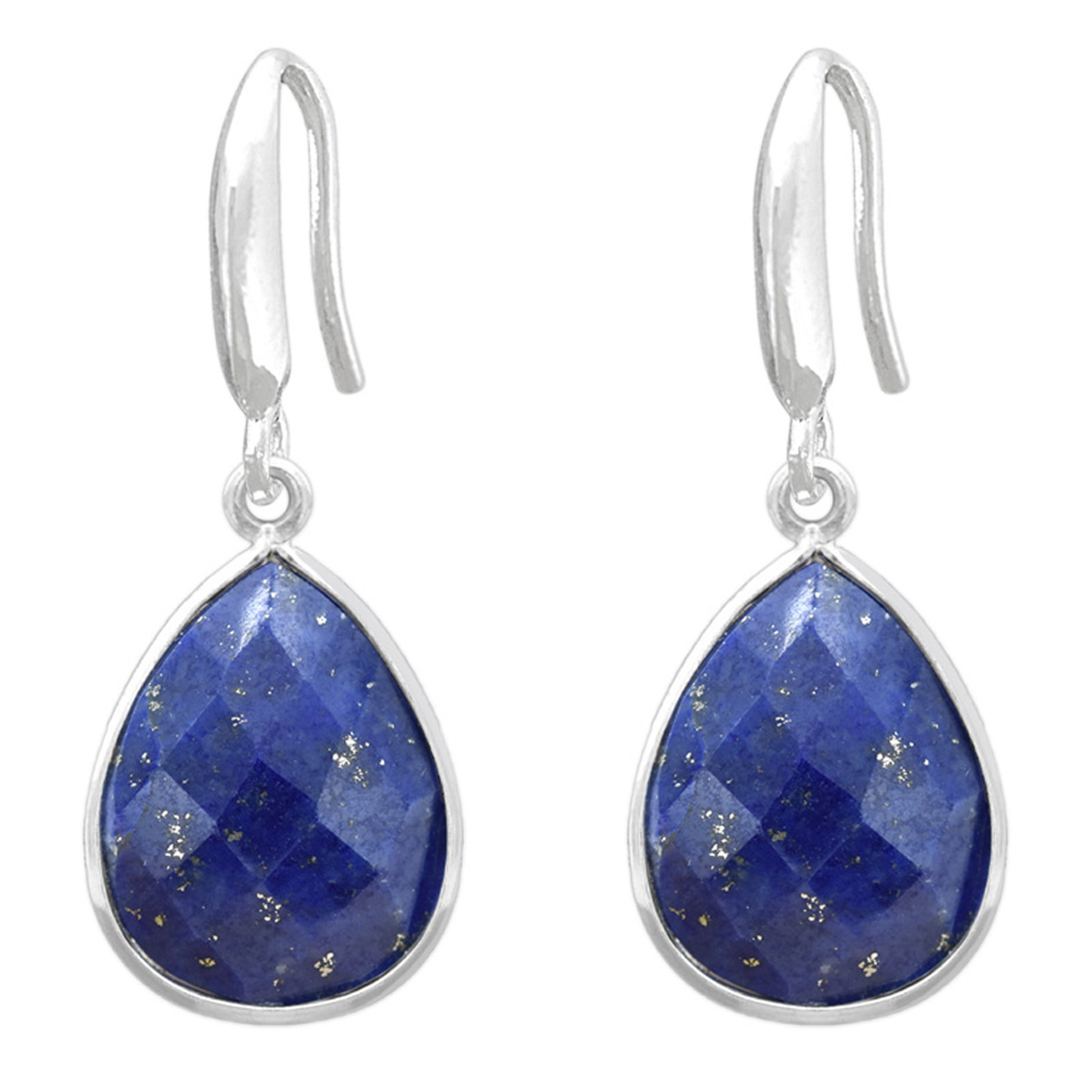 Boucles d\'oreilles argent artisanales \'Mineralia\' lapis lazuli argenté - 18x14 mm - [R1662]