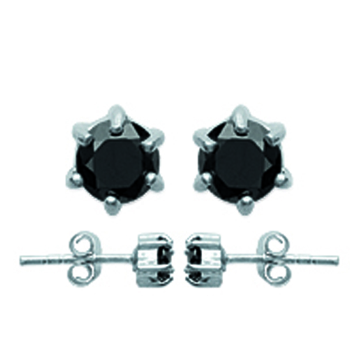 Boucles argent \'Essentiel\' noir argenté (rhodié) - 4 mm - [K3806]