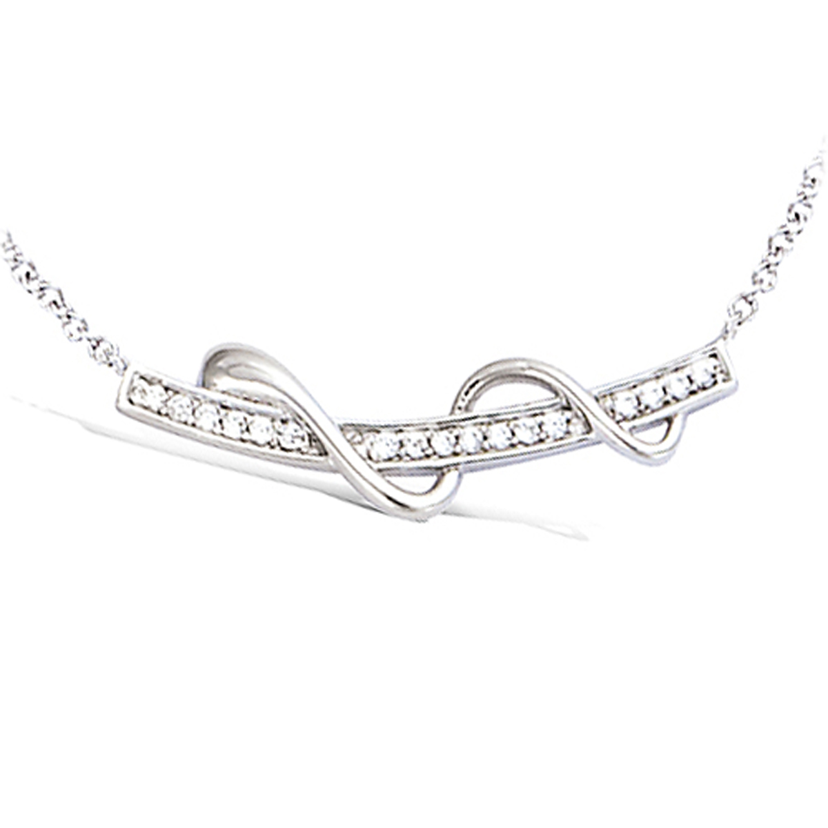Collier Argent \'Sissi\' blanc argenté (rhodié) - 25x5 mm - [L7417]