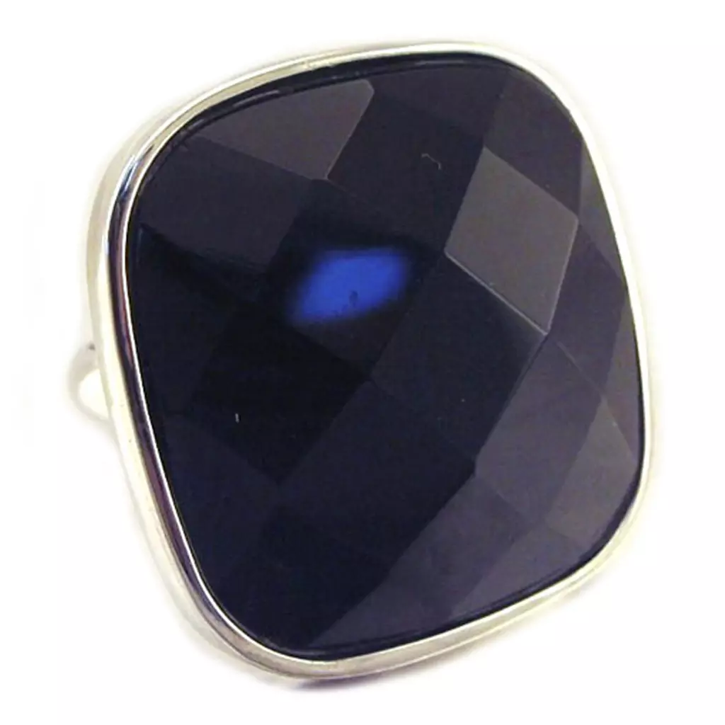 les trésors de lily Bague Argent 'Linda' Noir argenté (rhodié) 25x25 mm [E9211]