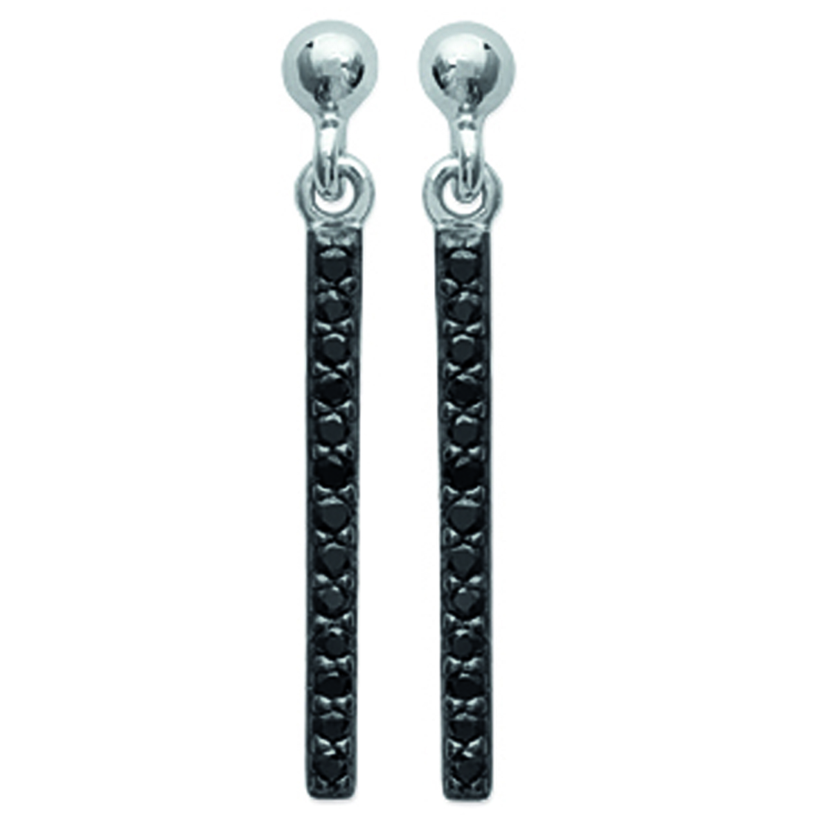 Boucles Argent \'Déesse\' noir argenté (rhodié) - 24x15 mm - [K3812]