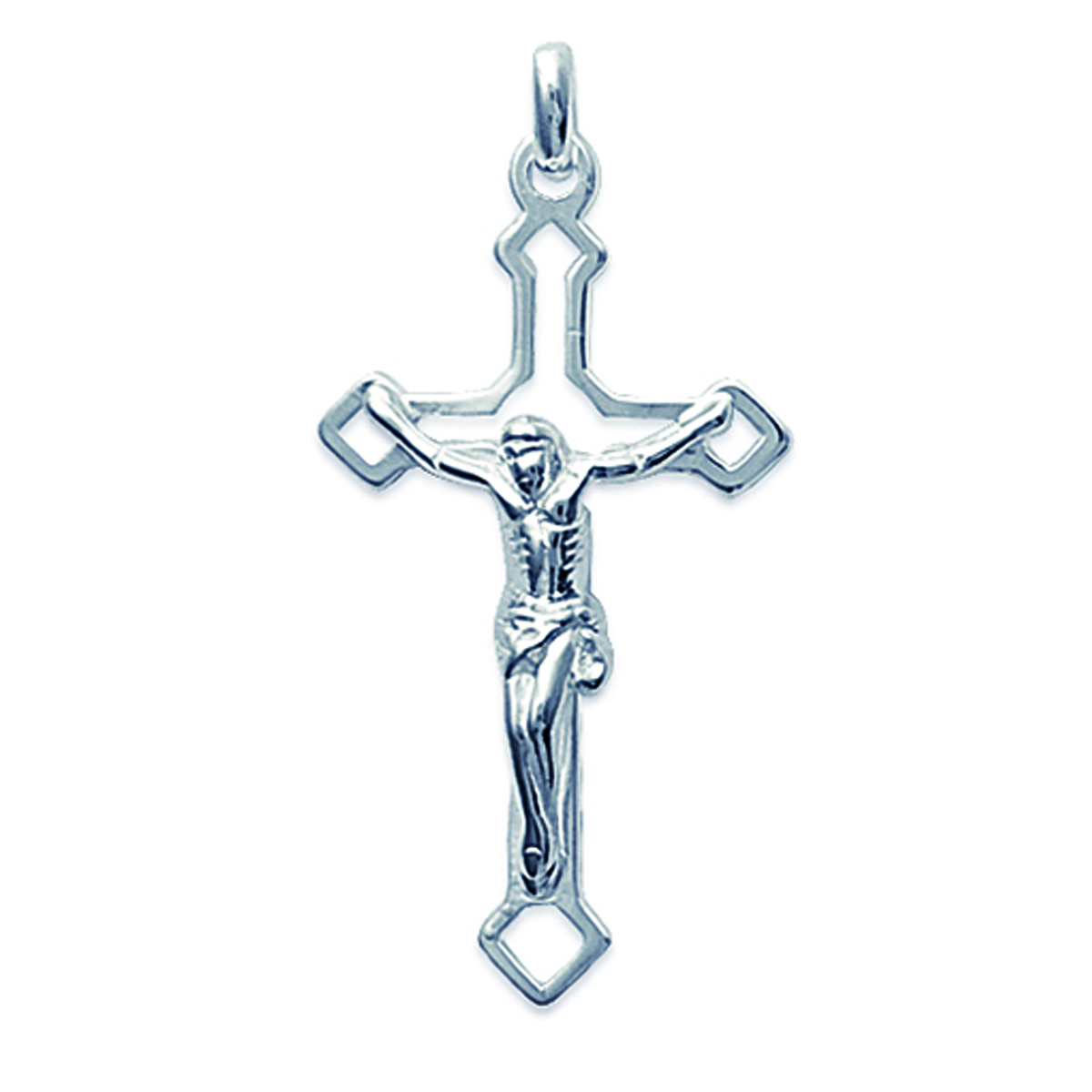 Pendentif Argent \'Crucifix\' argenté - 20x30 mm - [B9897]