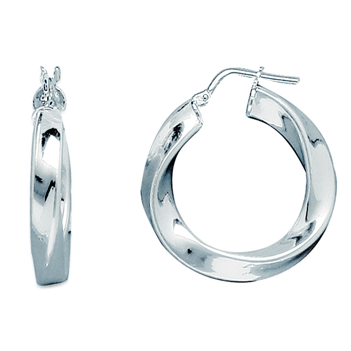 Créoles Argent \'Chorégraphie\' argenté (rhodié) - 29 mm 4 mm - [J9593]