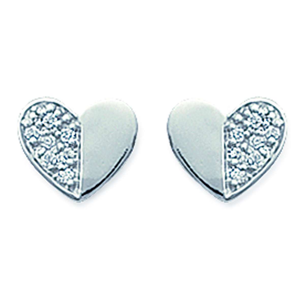 Boucles Argent \'Love Cristal\' blanc argenté (rhodié) - 7x9 mm - [D6771]