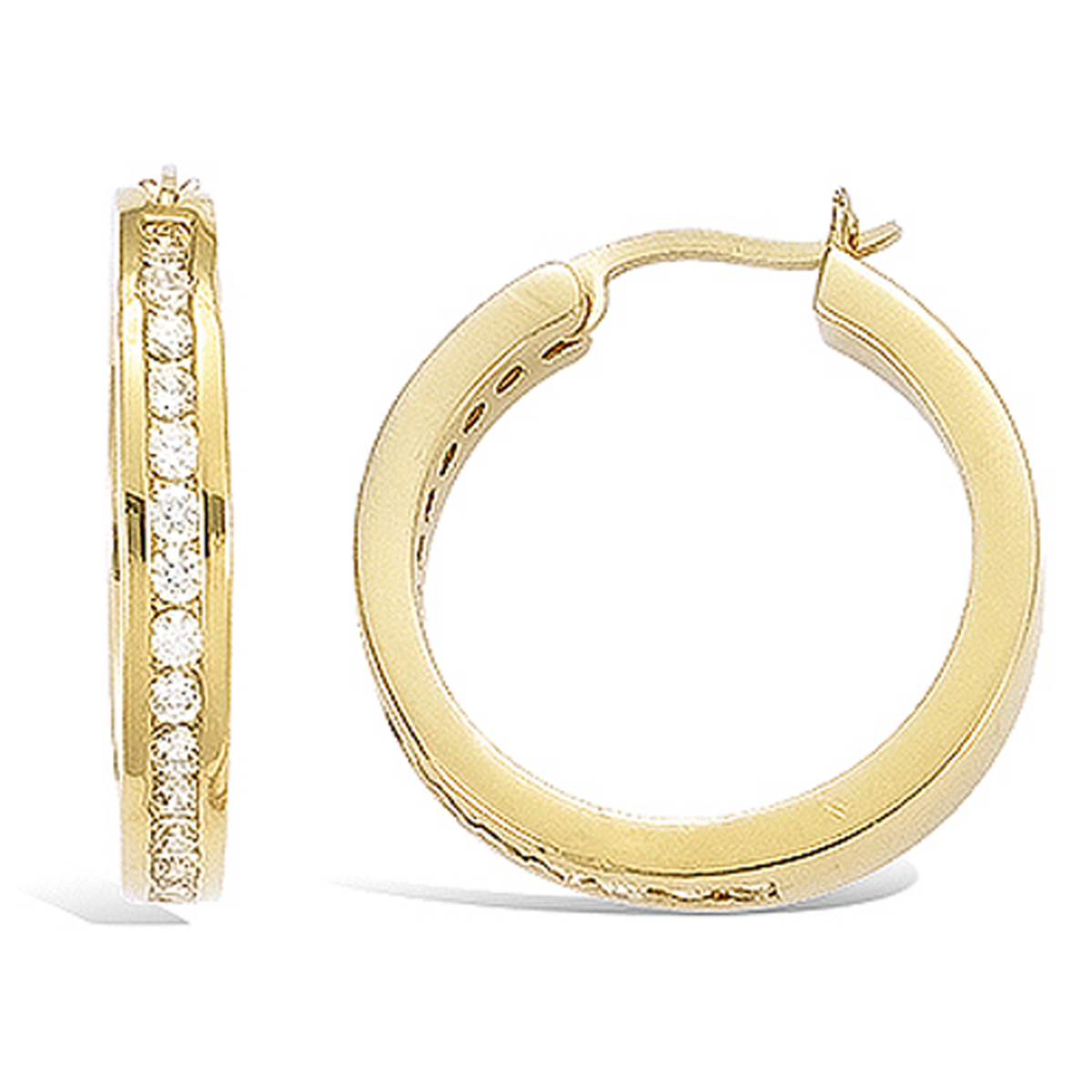 Créoles Plaqué Or \'Déesse\' blanc doré  - 25x4 mm - [E9233]