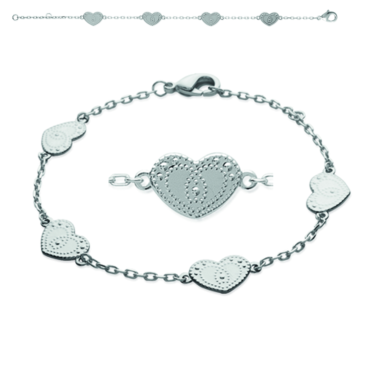 Bracelet Argent \'Love\' argenté (rhodié) - 11x8 mm - [J9617]