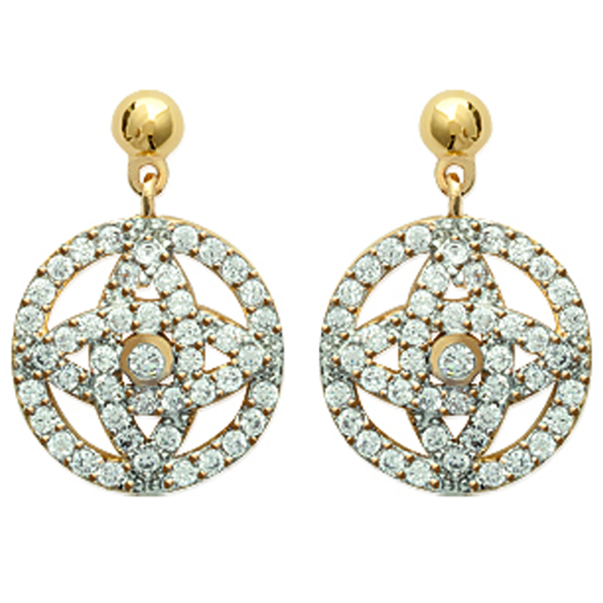 Boucles Plaqué Or \'Déesse\' blanc doré - 18x12 mm - [K3842]