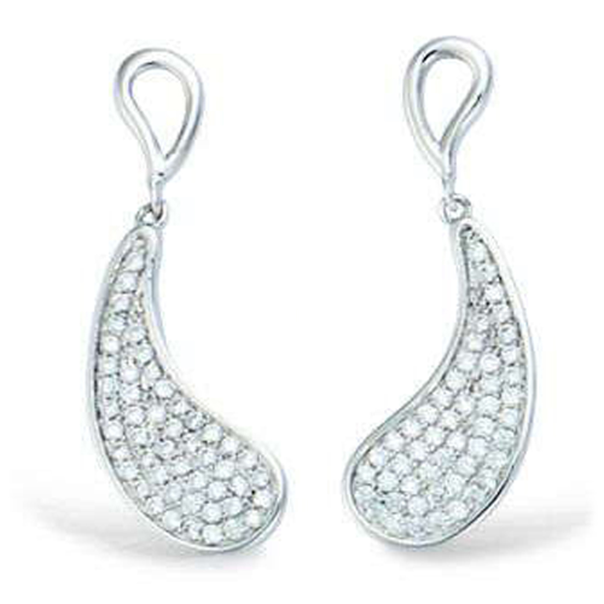 Boucles Argent \'Sissi\' blanc argenté (rhodié) - 30x8 mm - [L7461]