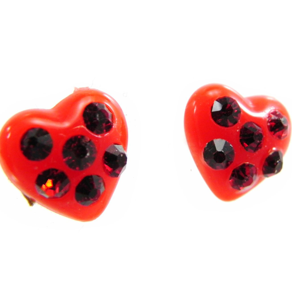 Boucles cristal \'Sissi\' rouge - [H0330]