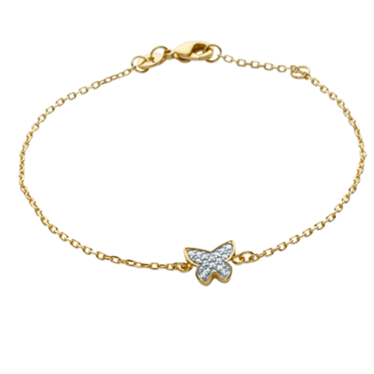 Bracelet Plaqué Or \'Papillon\' blanc doré - 8x7 mm - [K3862]