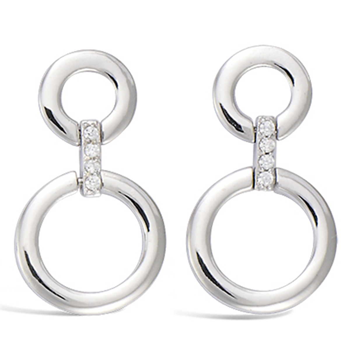 Boucles Argent \'Sissi\' blanc argenté (rhodié) - 27x15 mm - [L7467]