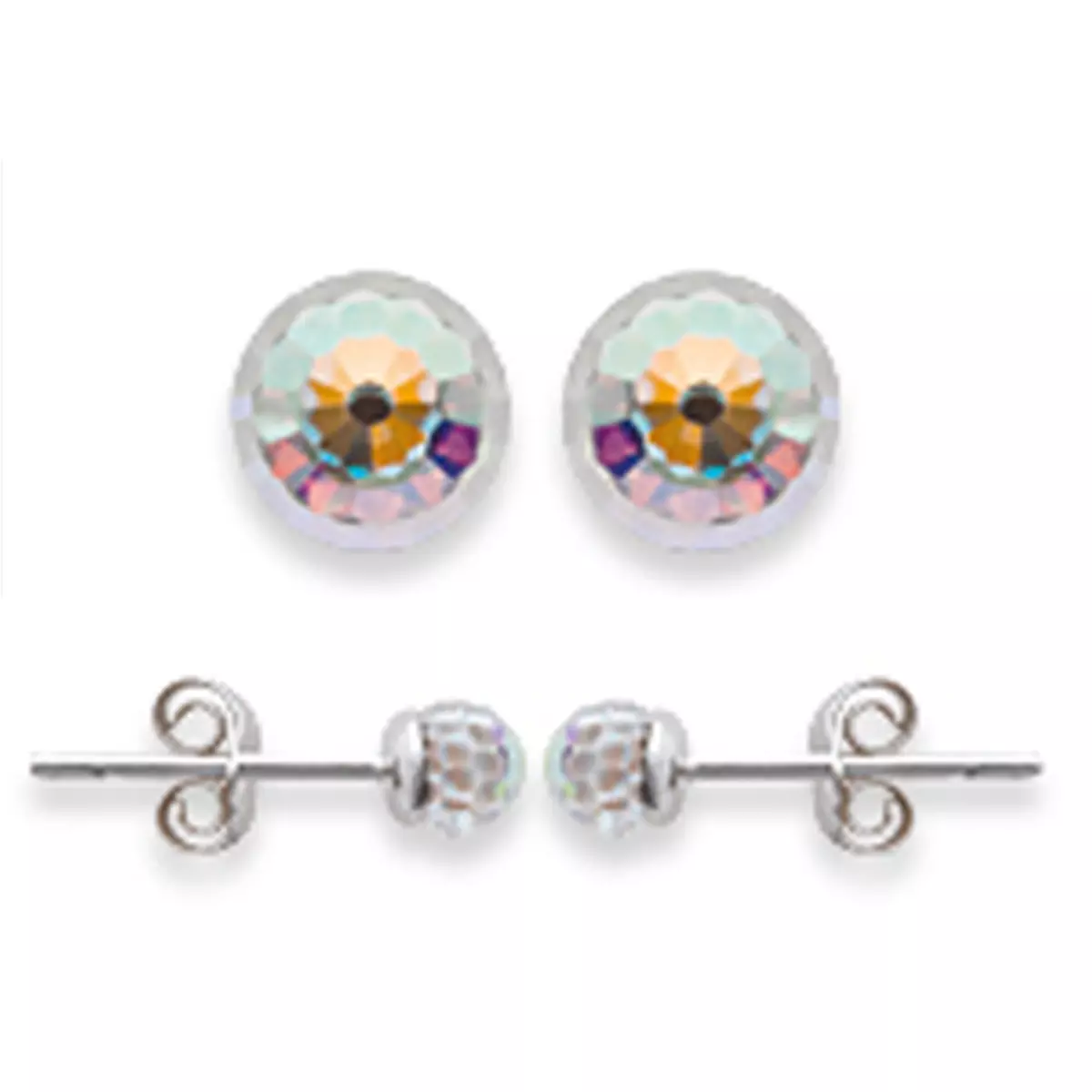 les trésors de lily BO Argent 'Boules de Cristal' blanc boréal argenté 4 mm [H0352]