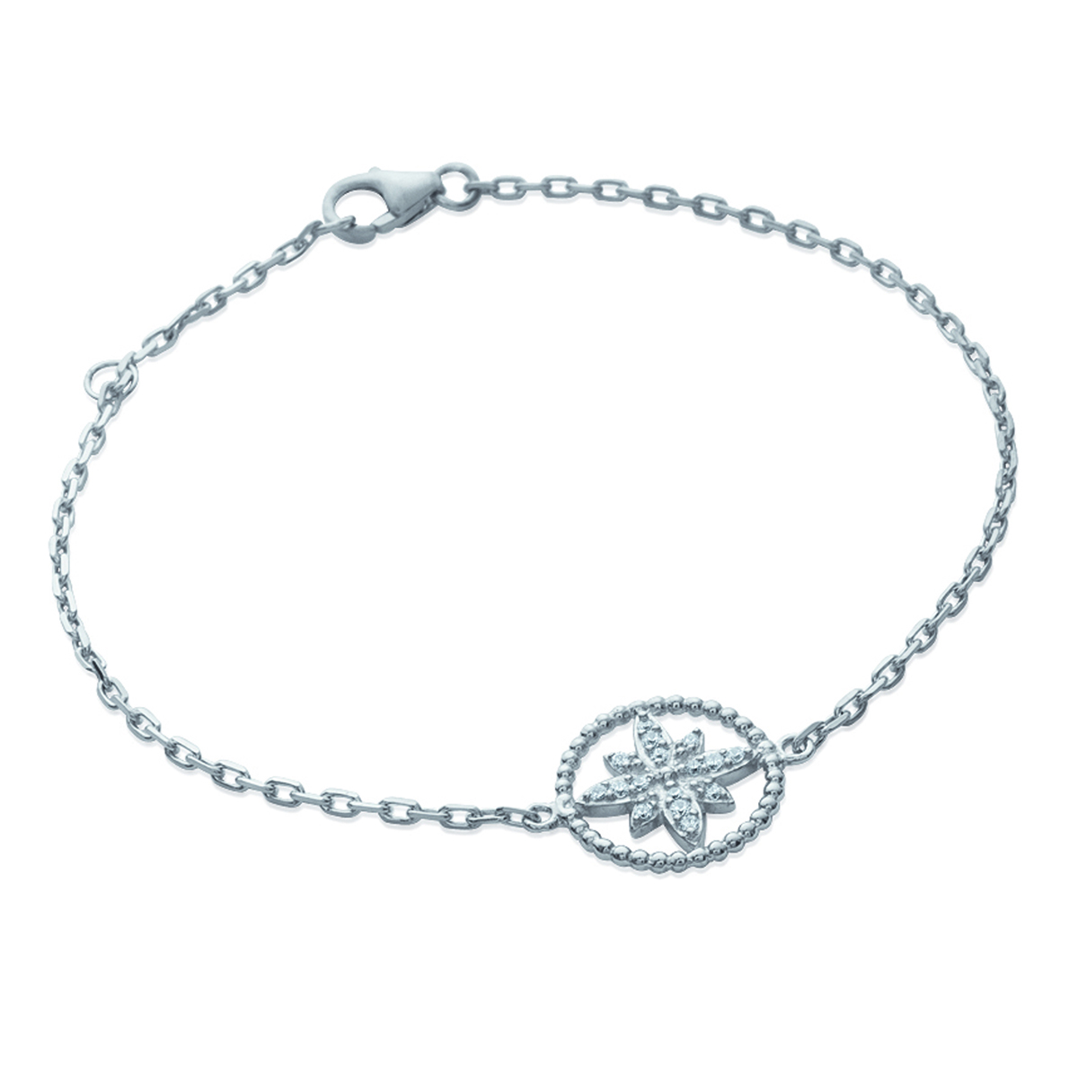 Bracelet Argent \'Déesse\' blanc argenté (rhodié) - 13 mm - [K3866]