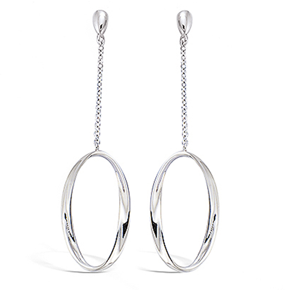 Boucles Argent \'Chorégraphie\' argenté (rhodié) - 50x13 mm - [L7470]