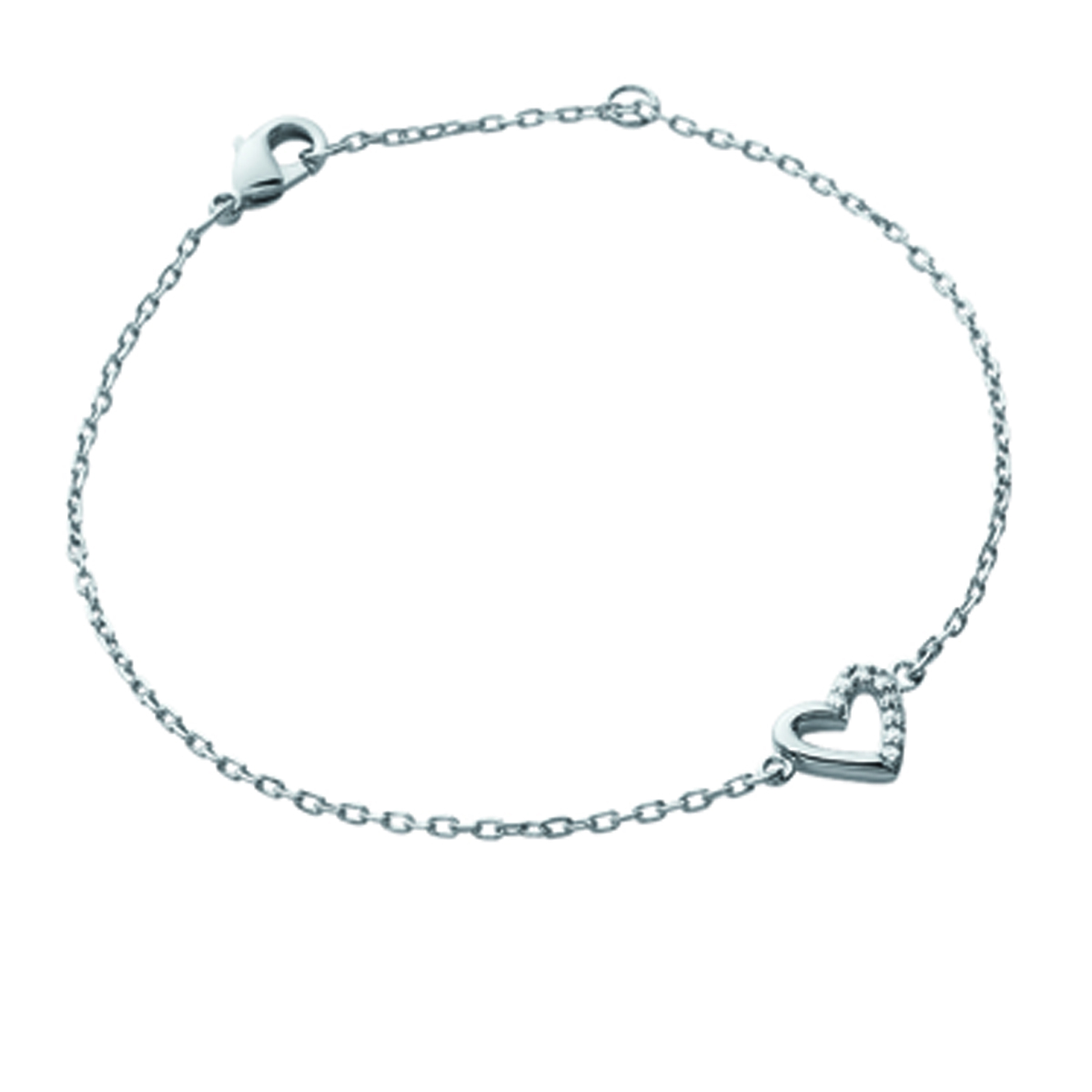 Bracelet Argent \'Love\' blanc argenté (rhodié) - 8x7 mm - [K3868]