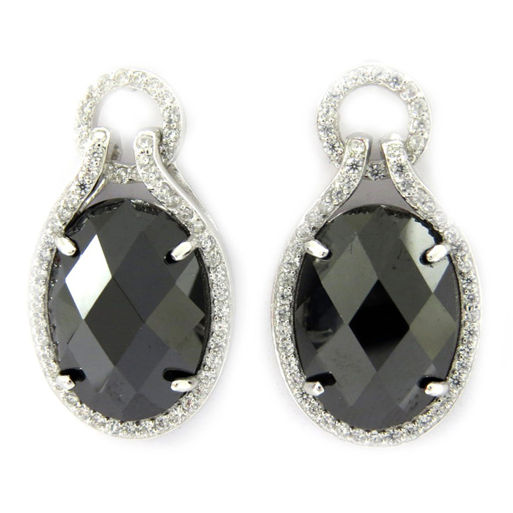 Boucles Argent \'Sissi\' noir céramique - [L7473]