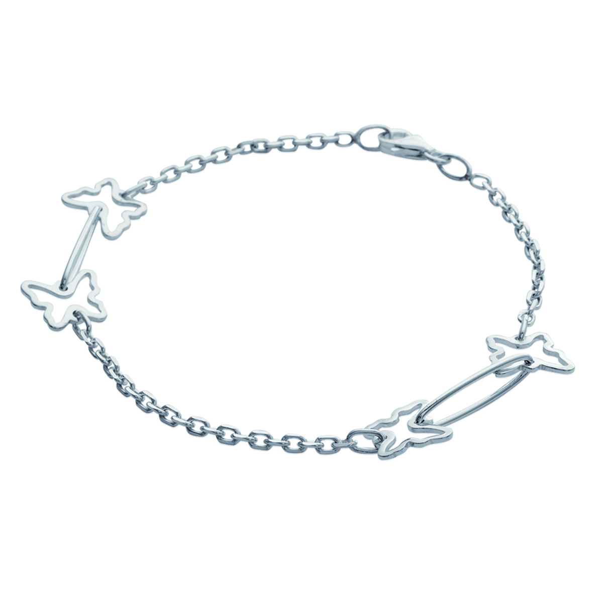 Bracelet Argent \'Chorégraphie\' argenté (papillon) - 9x9 mm - [H6225]