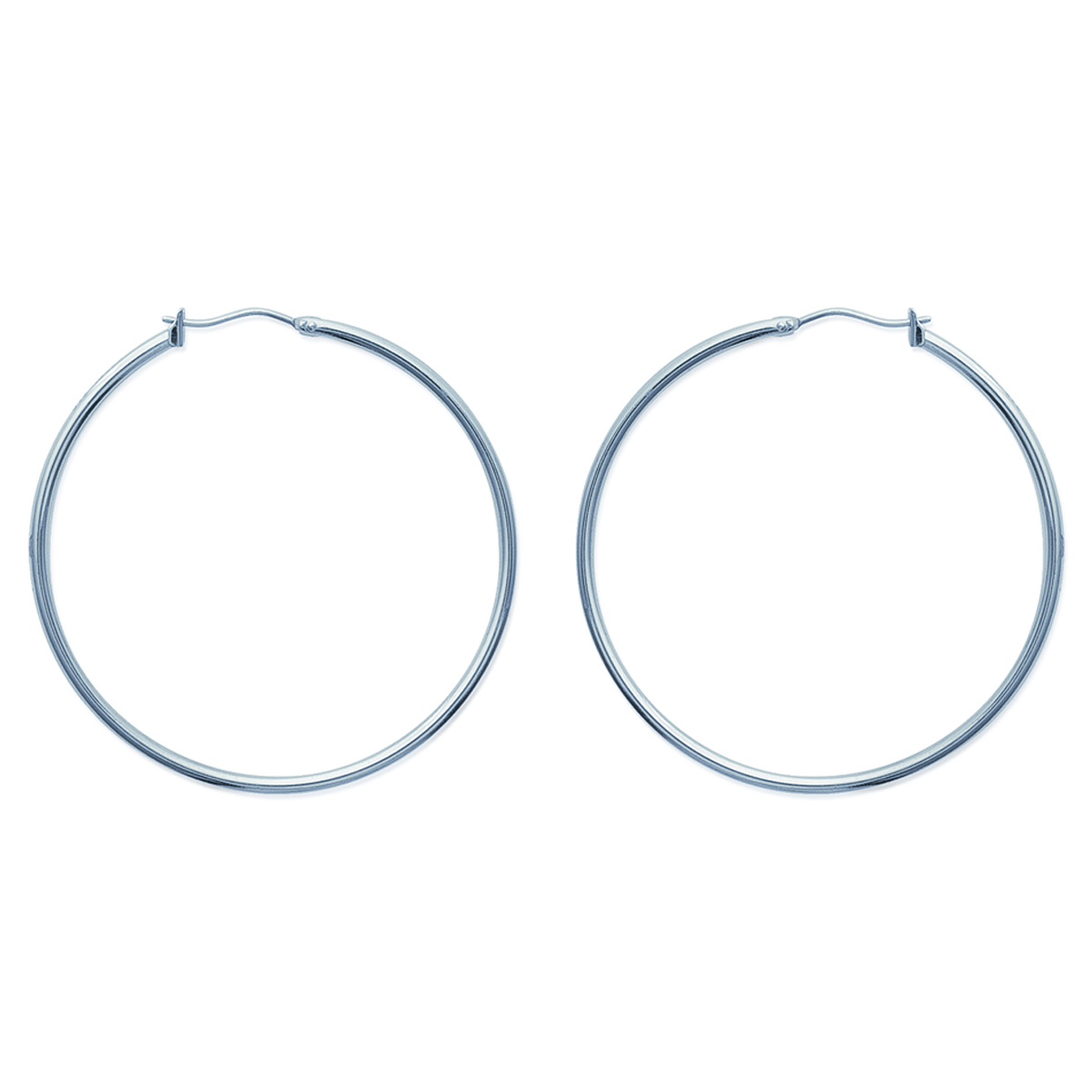 Créoles Acier \'Chorégraphie\' argenté - 5 cm 2 mm - [H6234]