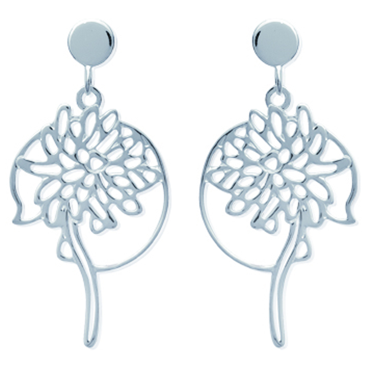 Boucles Argent \'Flora\' argenté - 25x18 mm - [H6235]