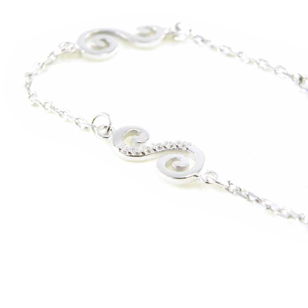 Bracelet Argent \'Déesse\' blanc argenté (rhodié) - 15x6 mm - [H6245]