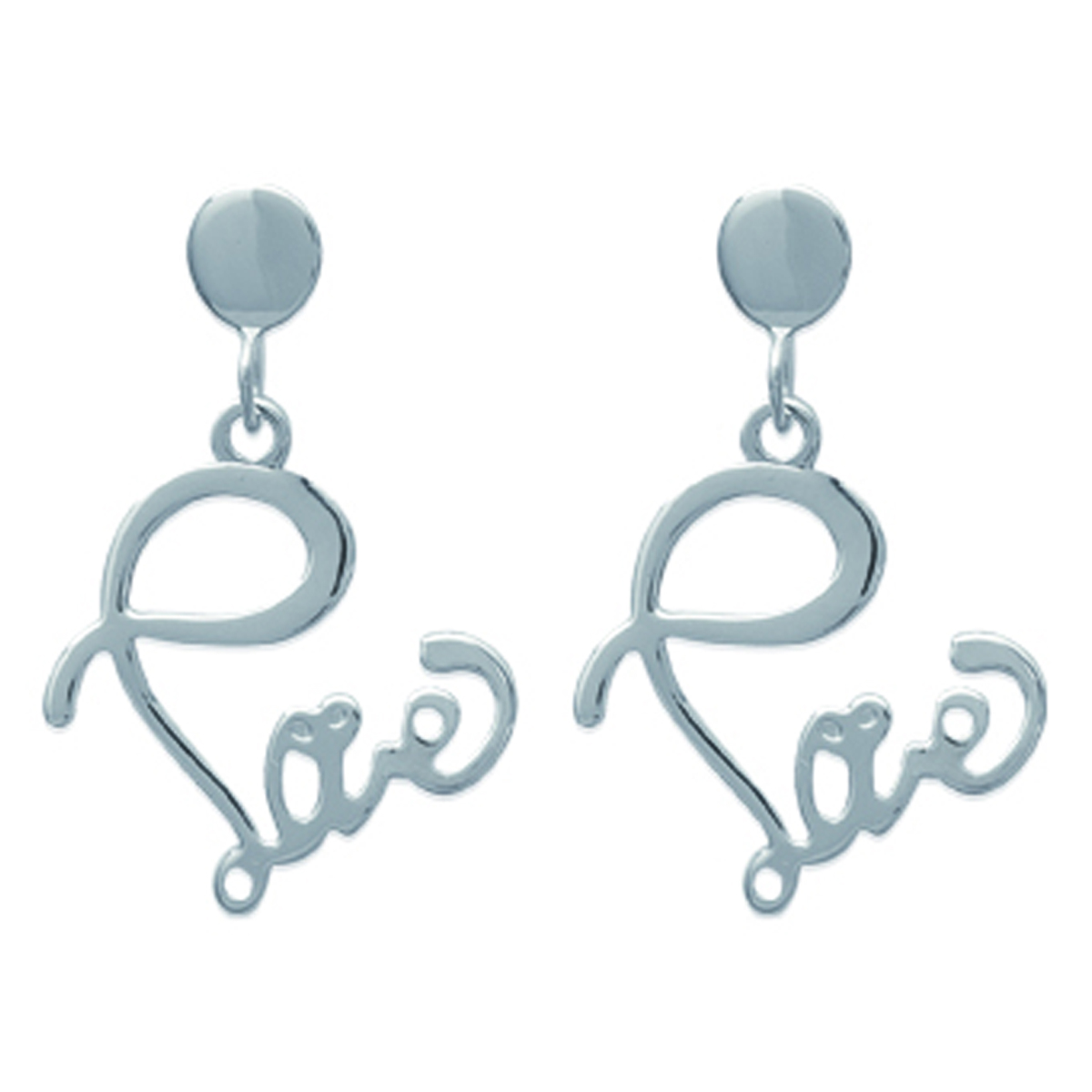 Boucles Argent \'Love \' argenté - 10x12 mm - [H6252]