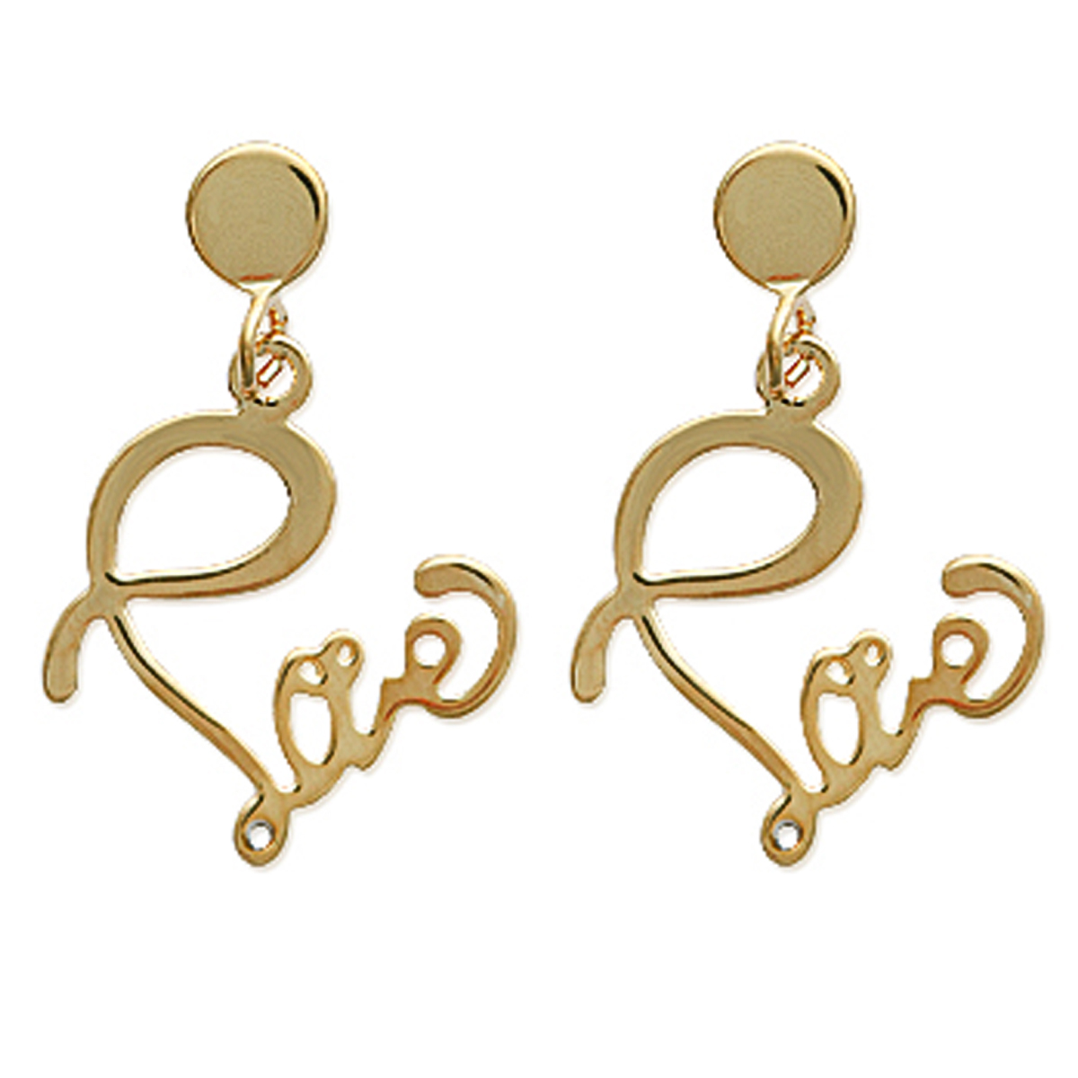 Boucles Plaqué Or \'Love\' doré - 10x12 mm - [H6253]