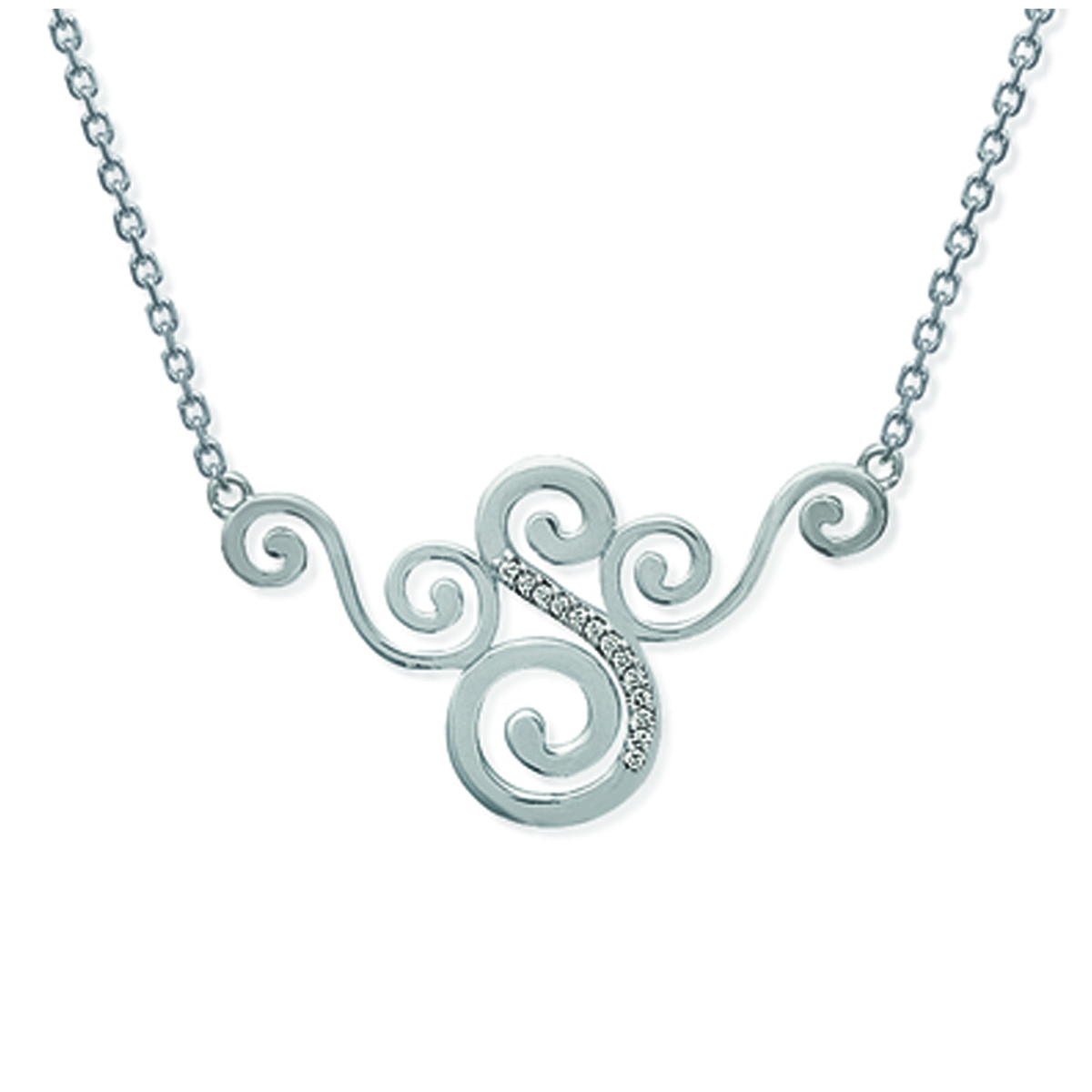 Collier Argent \'Déesse\' blanc argenté (rhodié) - 35x20 mm - [H6255]
