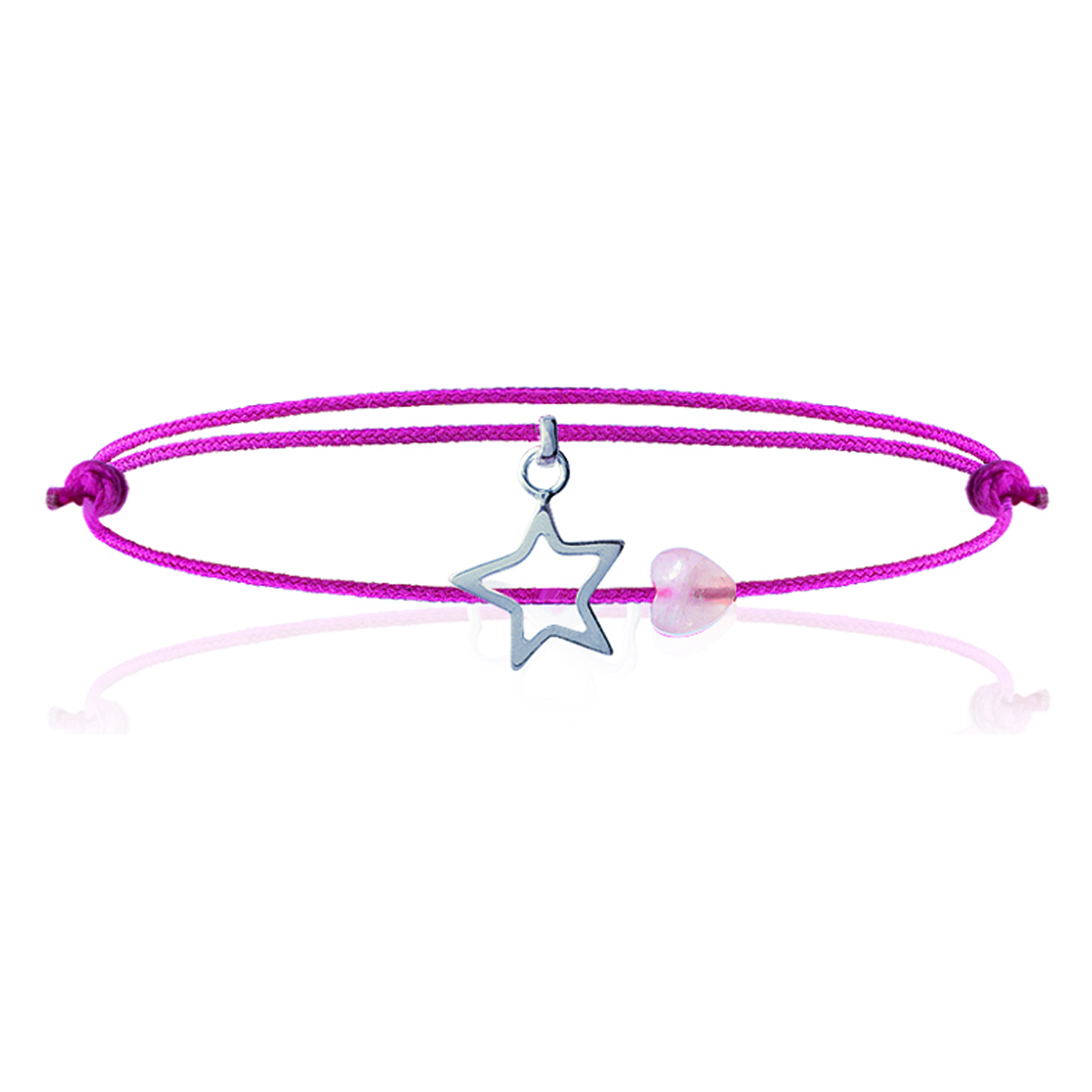 Bracelet Argent \'Etoile\' rose argenté - 11x13 mm - [H6261]