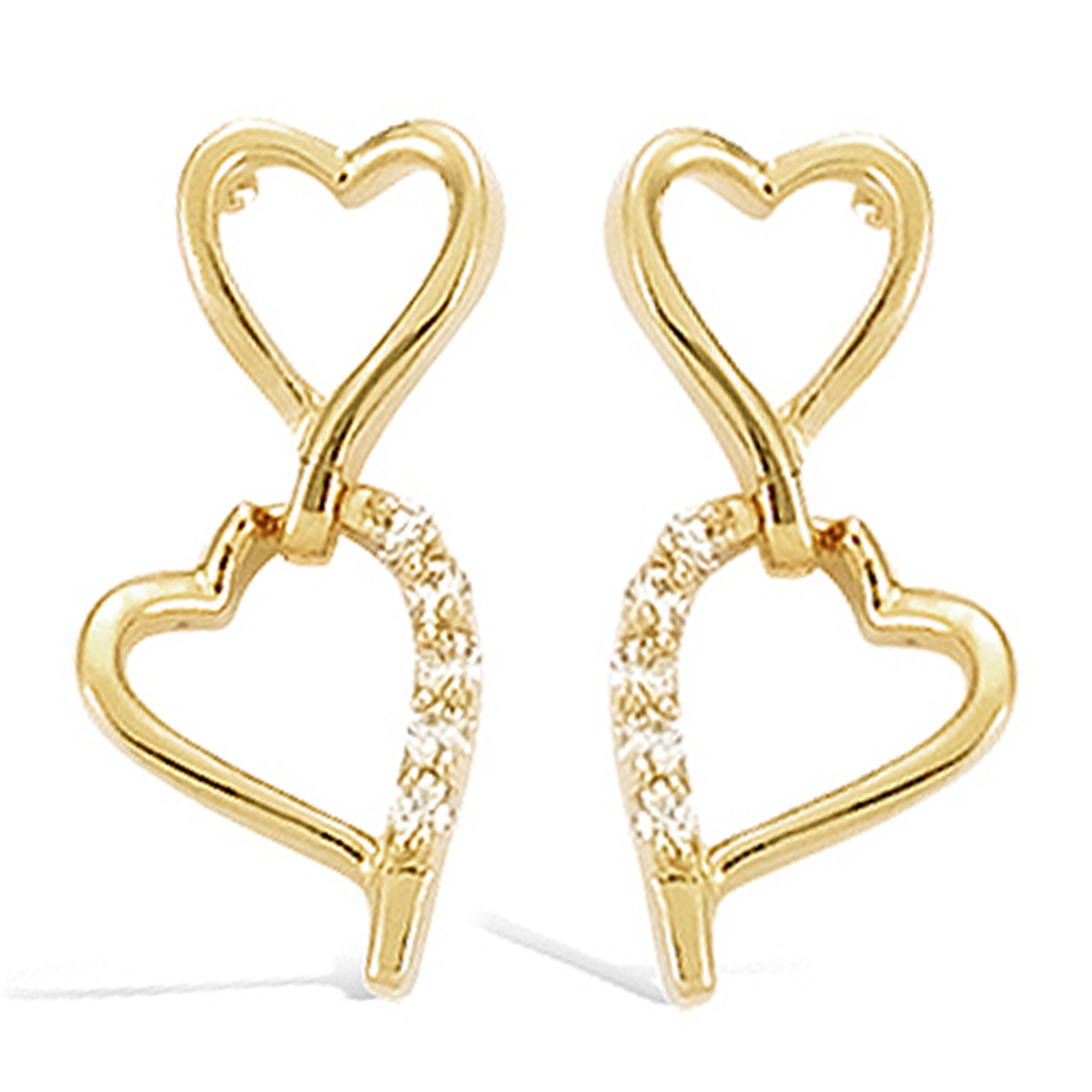 Boucles Plaqué Or \'Love\' blanc doré - 20x9 mm - [H0439]