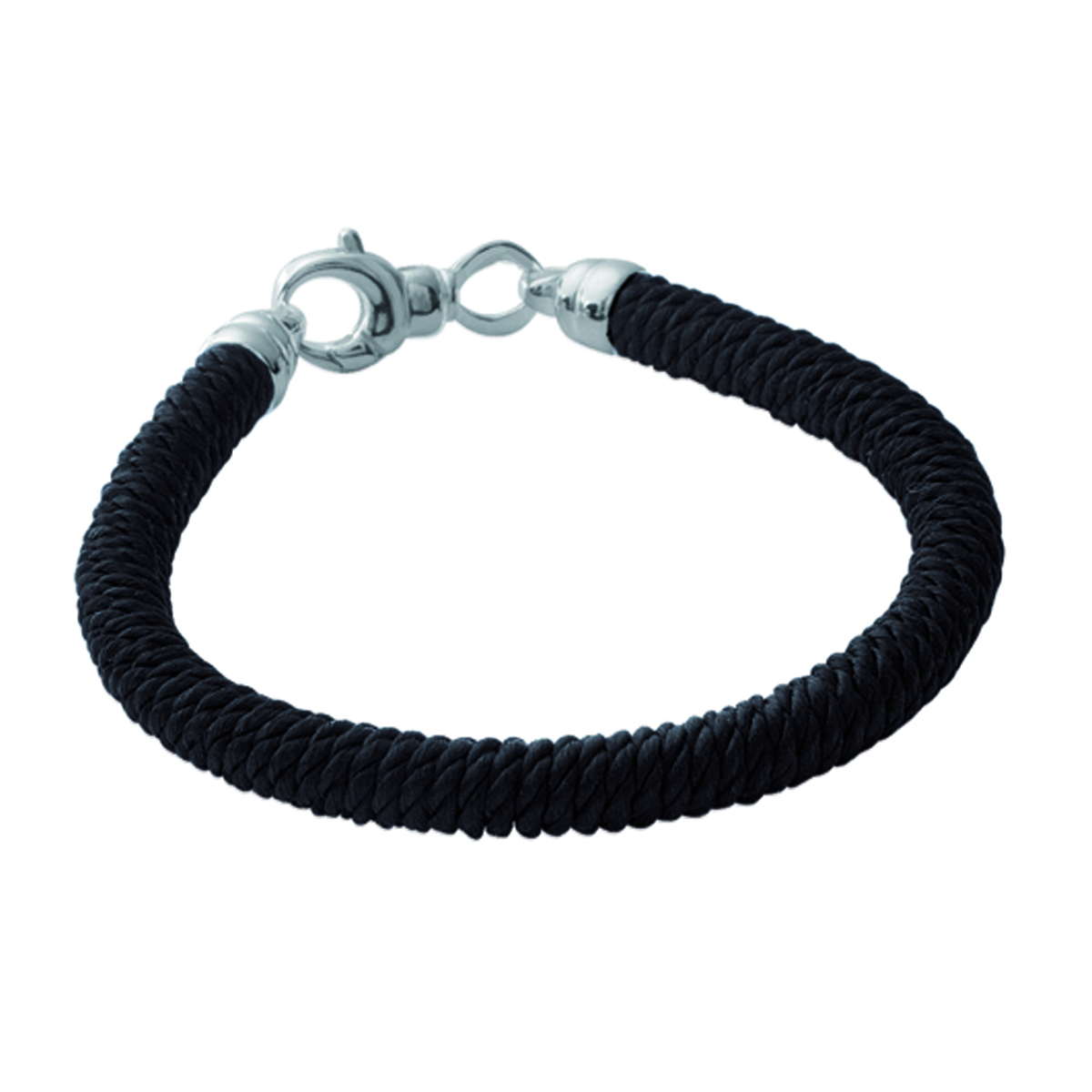 Bracelet Argent \'Zen\' noir argenté - 5 mm - [H6264]