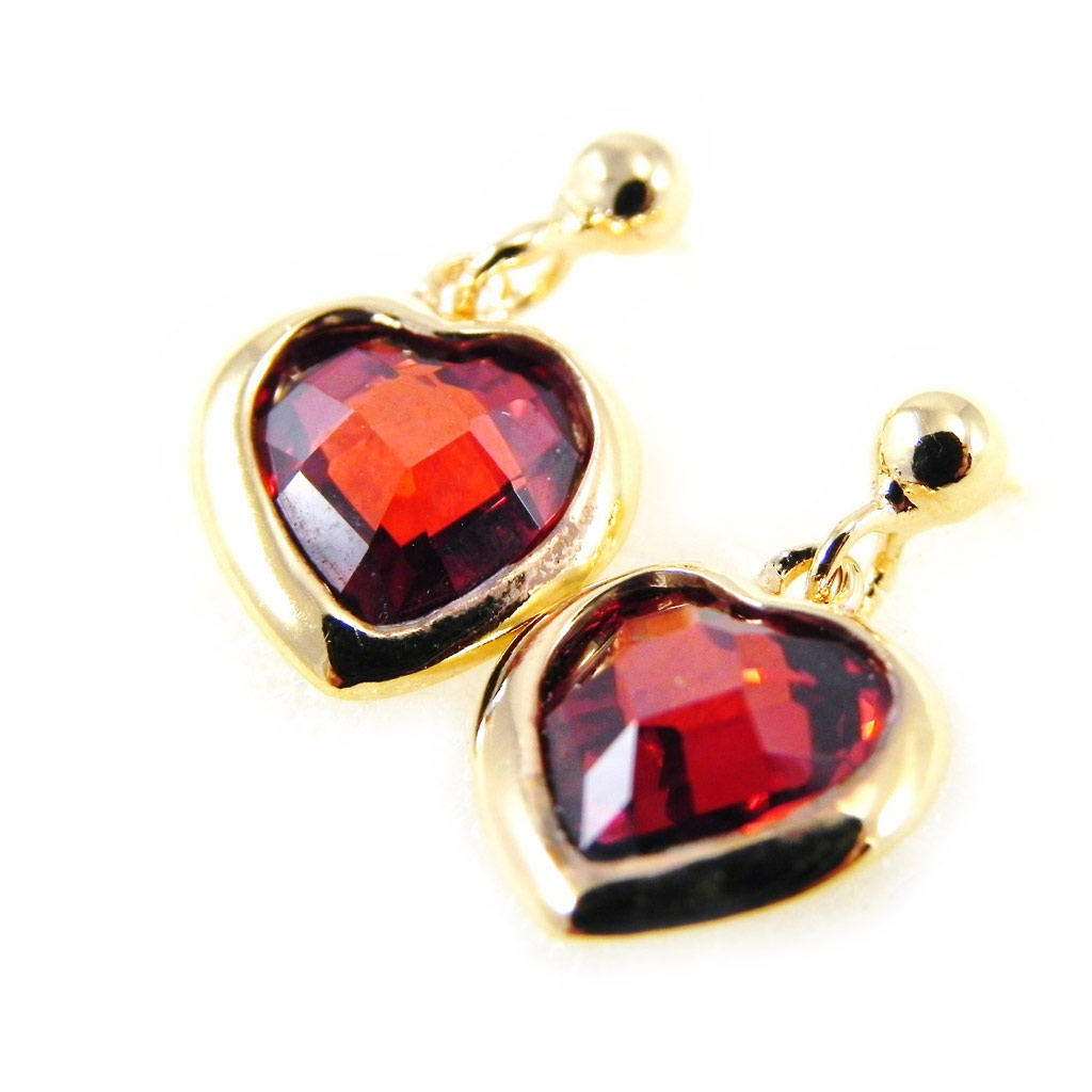 Boucles Plaqué Or \'Linda\' rouge - [H0442]