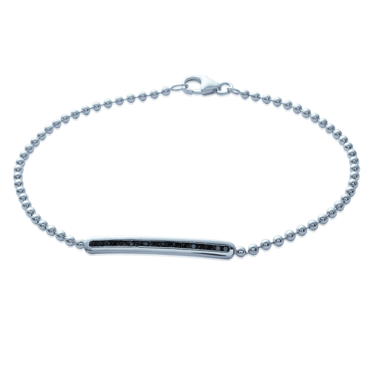 Bracelet Argent \'Déesse\' noir blanc (rhodié) - 25x3 mm - [H6277]