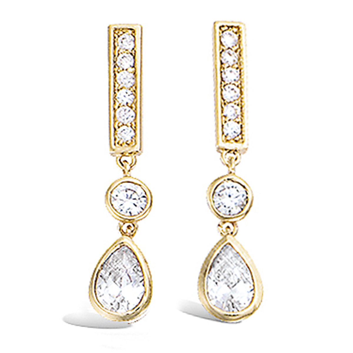 Boucles Plaqué Or \'Sissi\' blanc doré - 27x6 mm - [L7661]