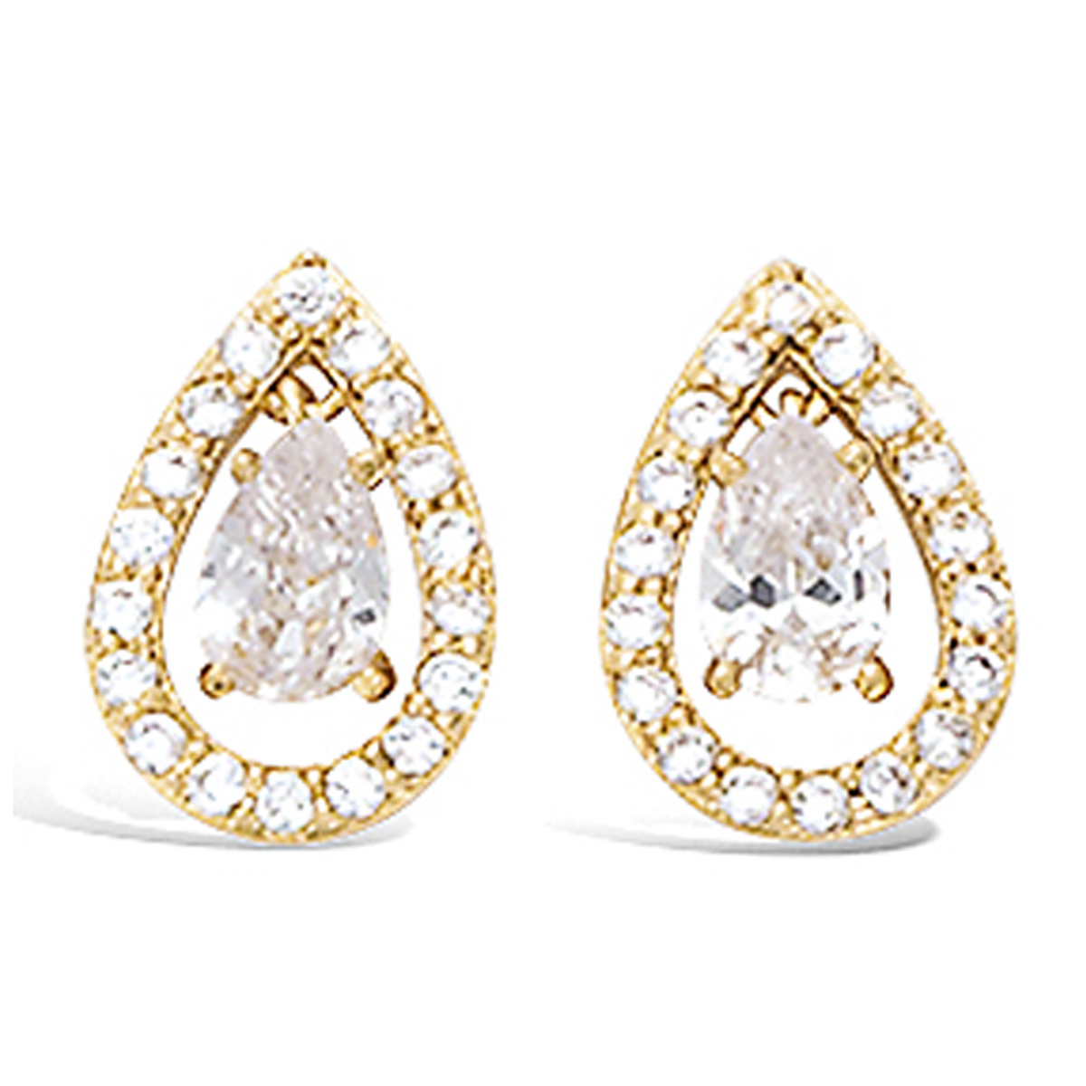 Boucles Plaqué Or \'Sissi\' blanc doré - 12x8 mm - [L7662]