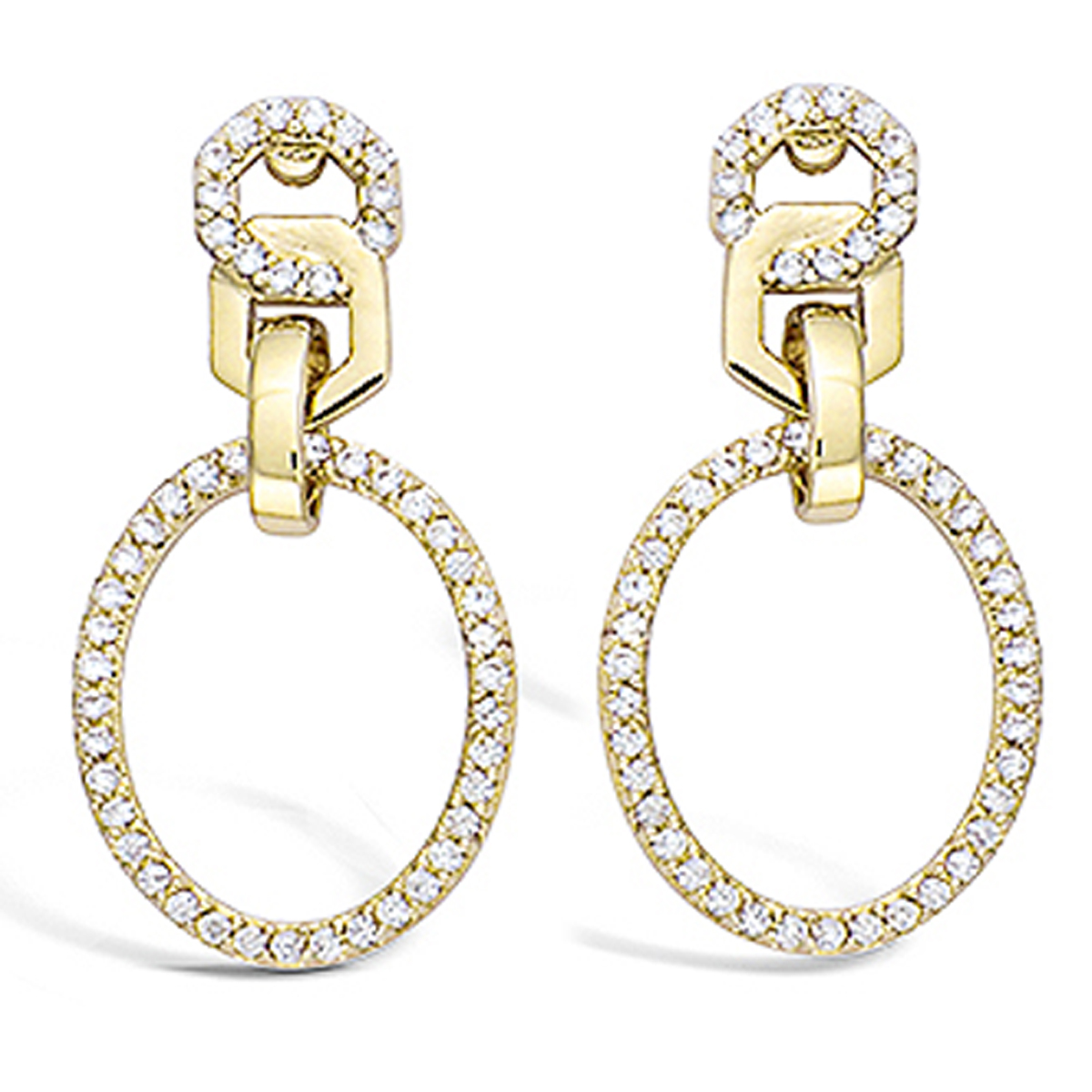 Boucles Plaqué Or \'Sissi\' blanc doré - 30x13 mm - [L7663]