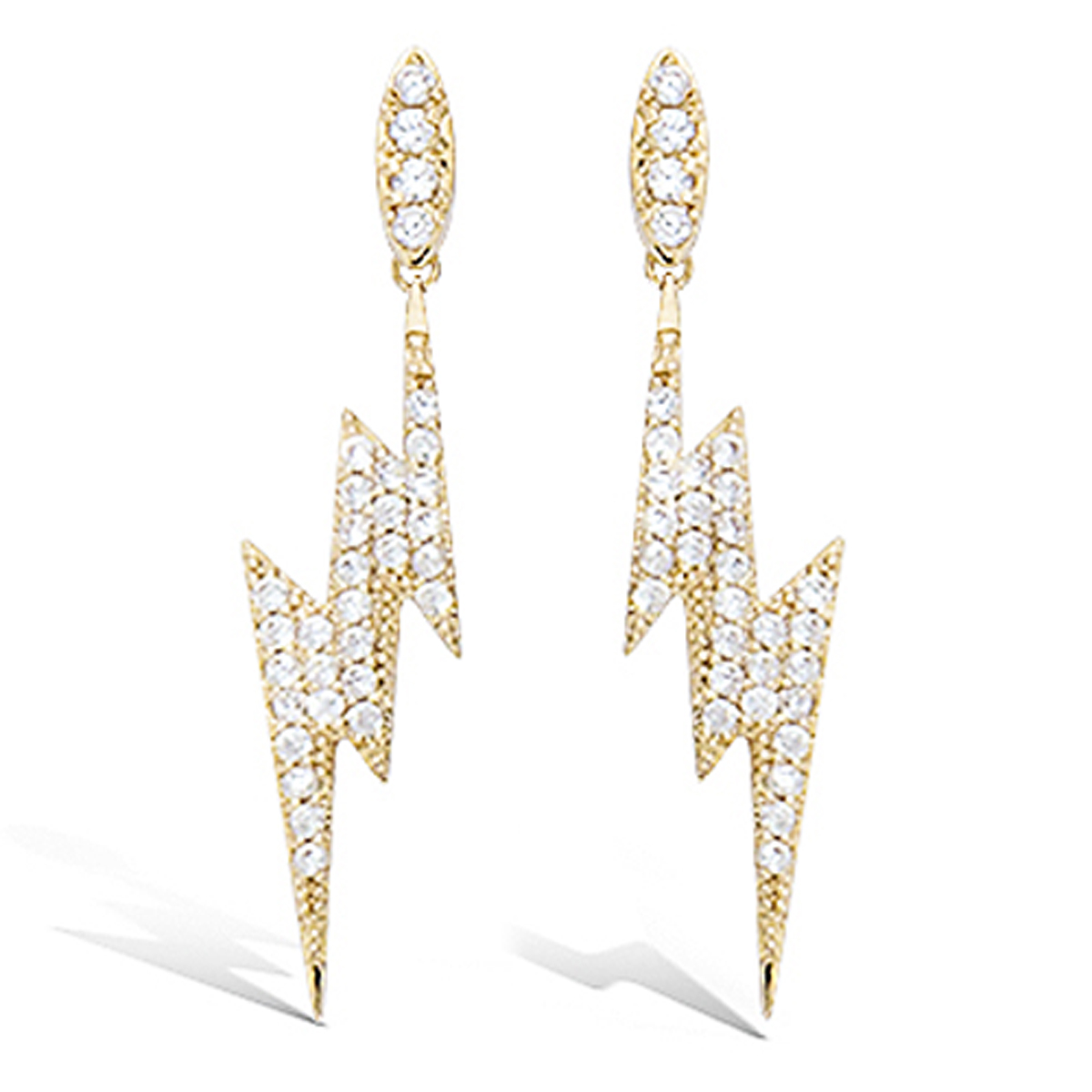 Boucles Plaqué Or \'Eclairs\' blanc doré - 28x7 mm - [L7668]