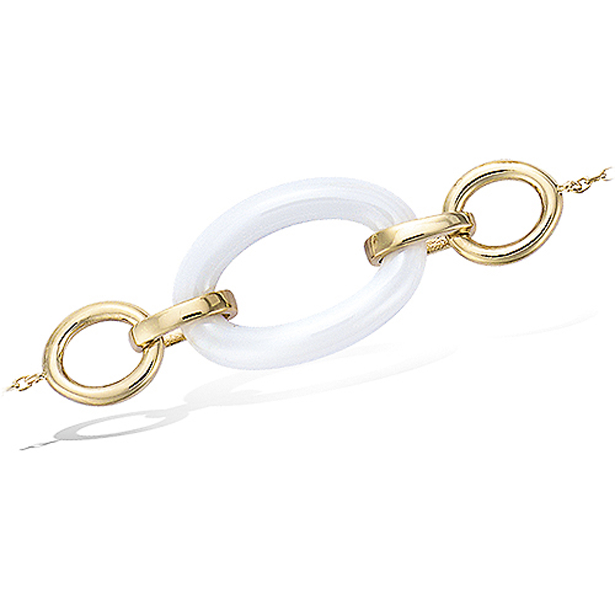 Bracelet Plaqué Or \'Chorégraphie\' blanc doré (céramique) - 50x18 mm - [L7691]