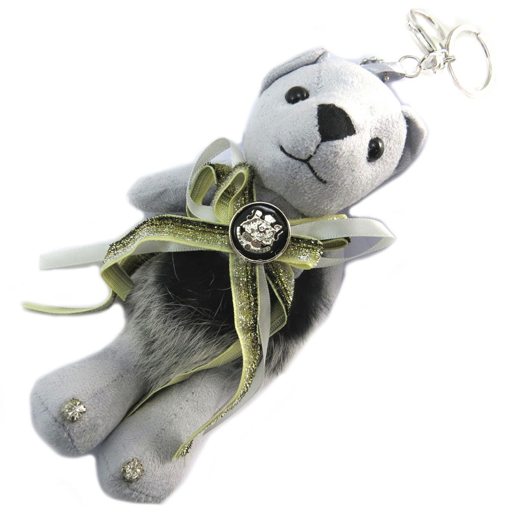 Porte-Clés peluche \'Teddy\' gris clair - 18 cm - [P4802]