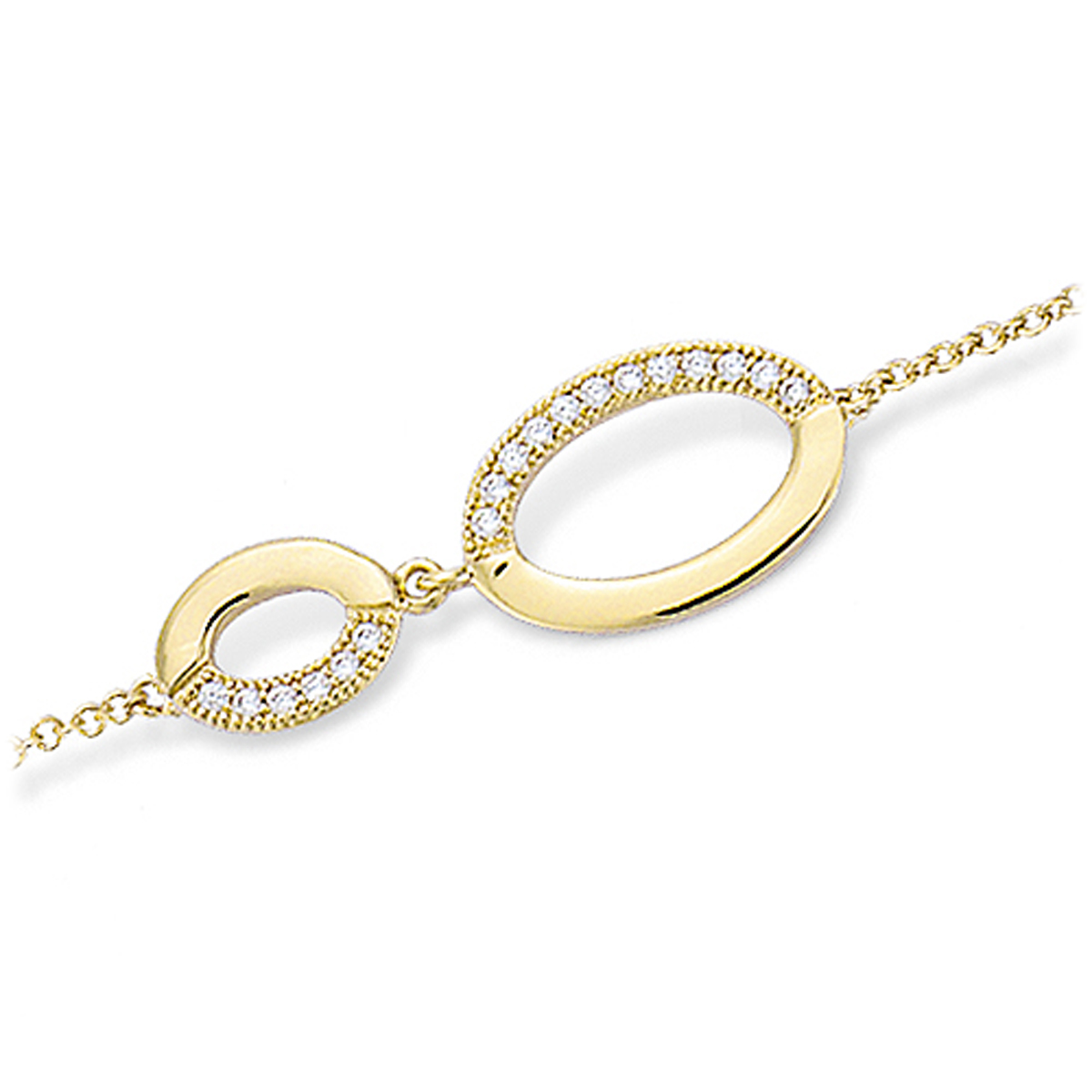 Bracelet Plaqué or \'Sissi\' blanc doré - 29x9 mm - [L7695]