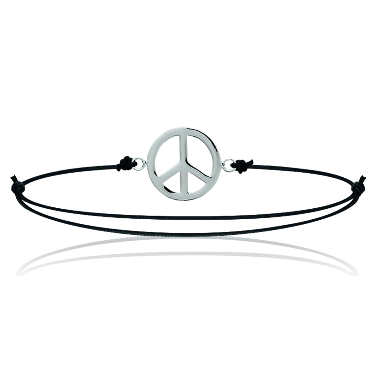 Bracelet Argent \'Peace\' argenté noir - 13 mm - [L7864]