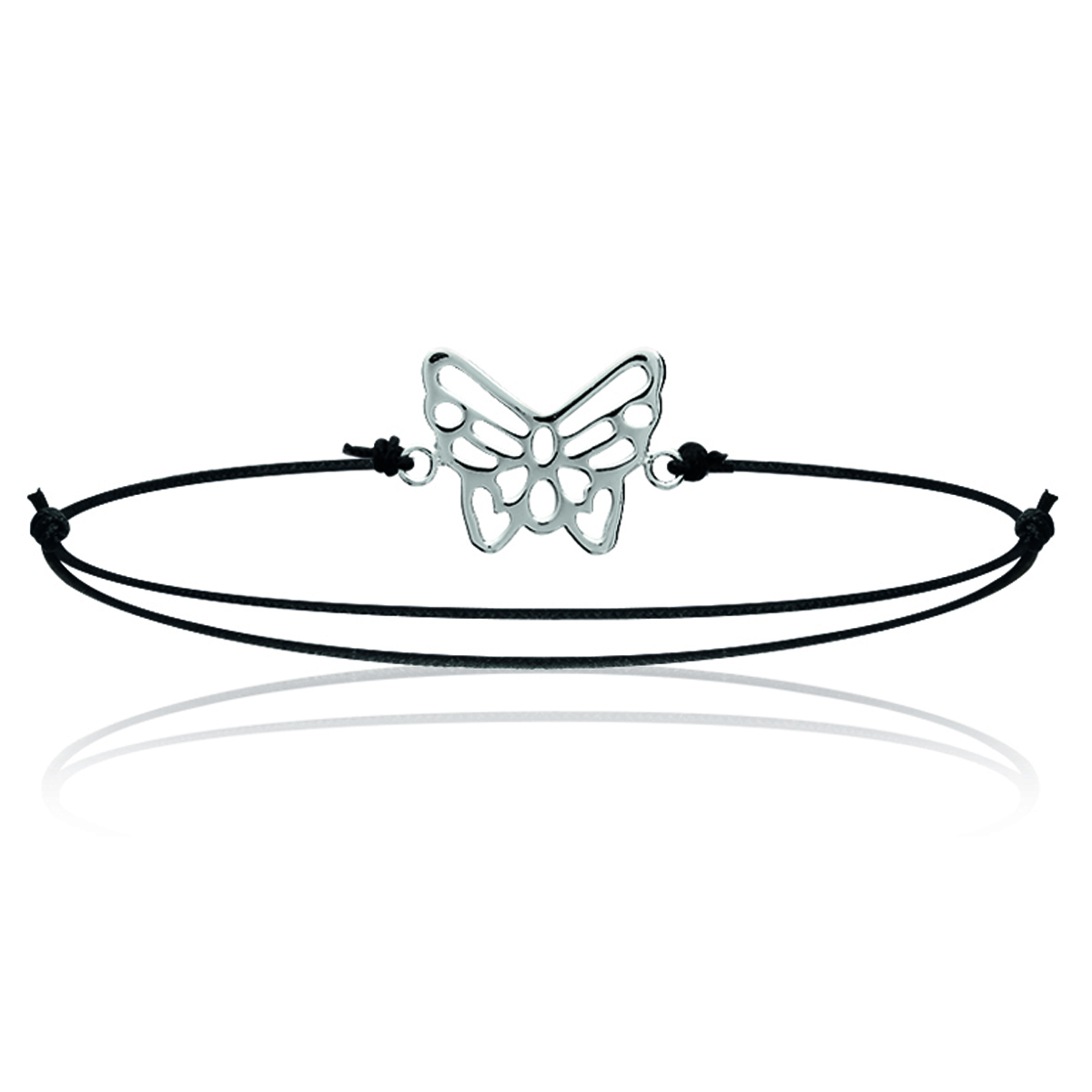 Bracelet Argent \'Papillon\' noir argenté - 16x14 mm - [L7865]