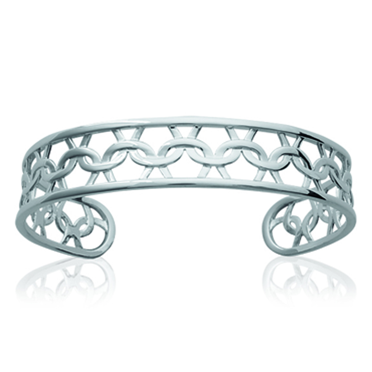 Bracelet Argent \'Chorégraphie\' argenté (rhodié) - 60 mm 12 mm - [L7867]