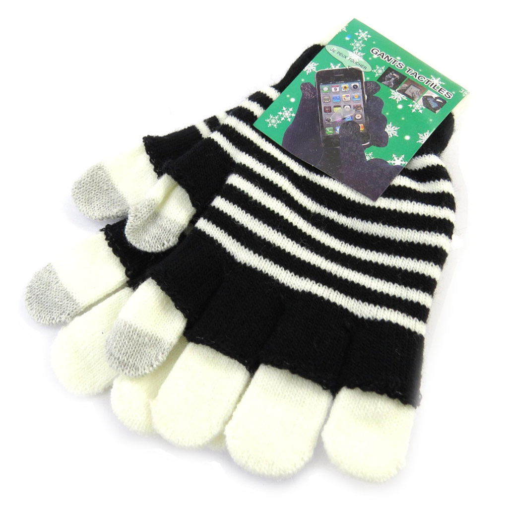 Gants écran tactile \'Coloriage\' noir blanc - [L8196]