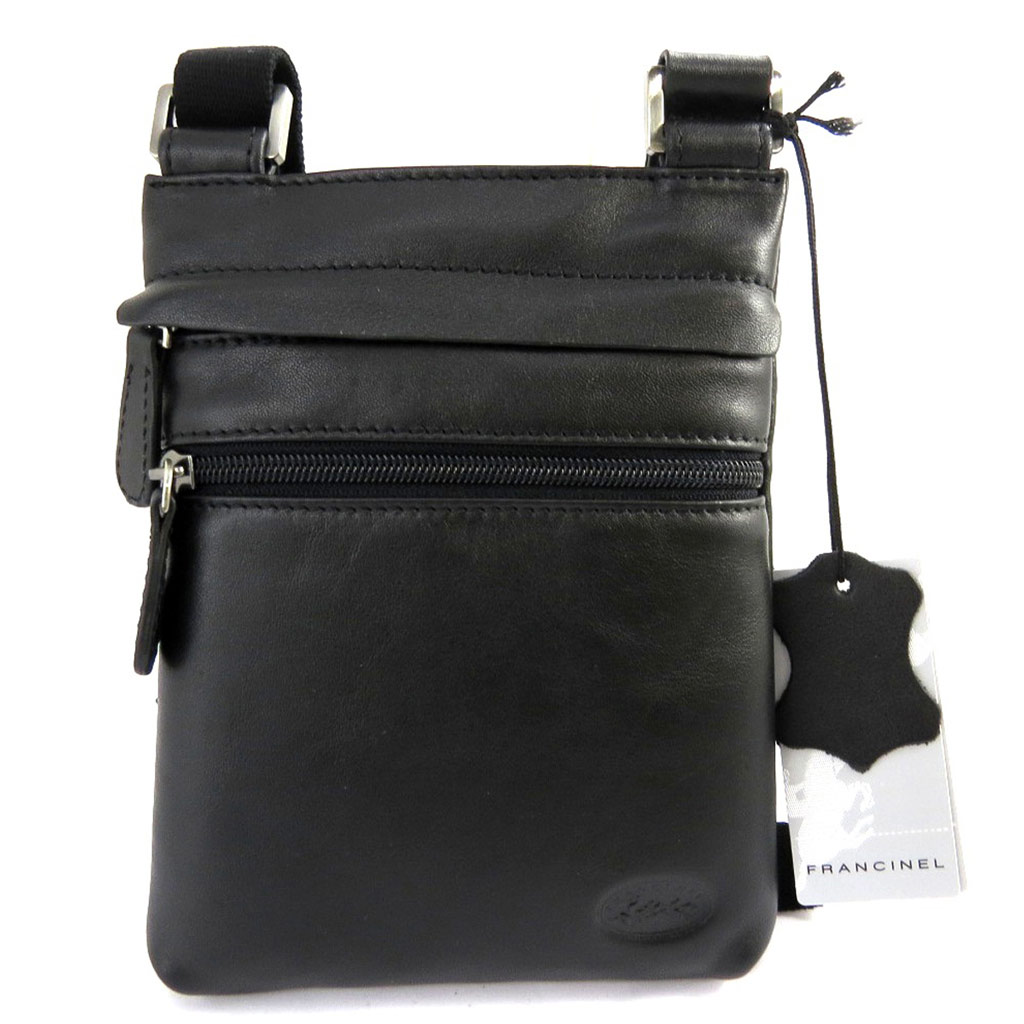 Sac Homme cuir \'Lafayette\' Noir (21x16x1 cm) - [L8410]
