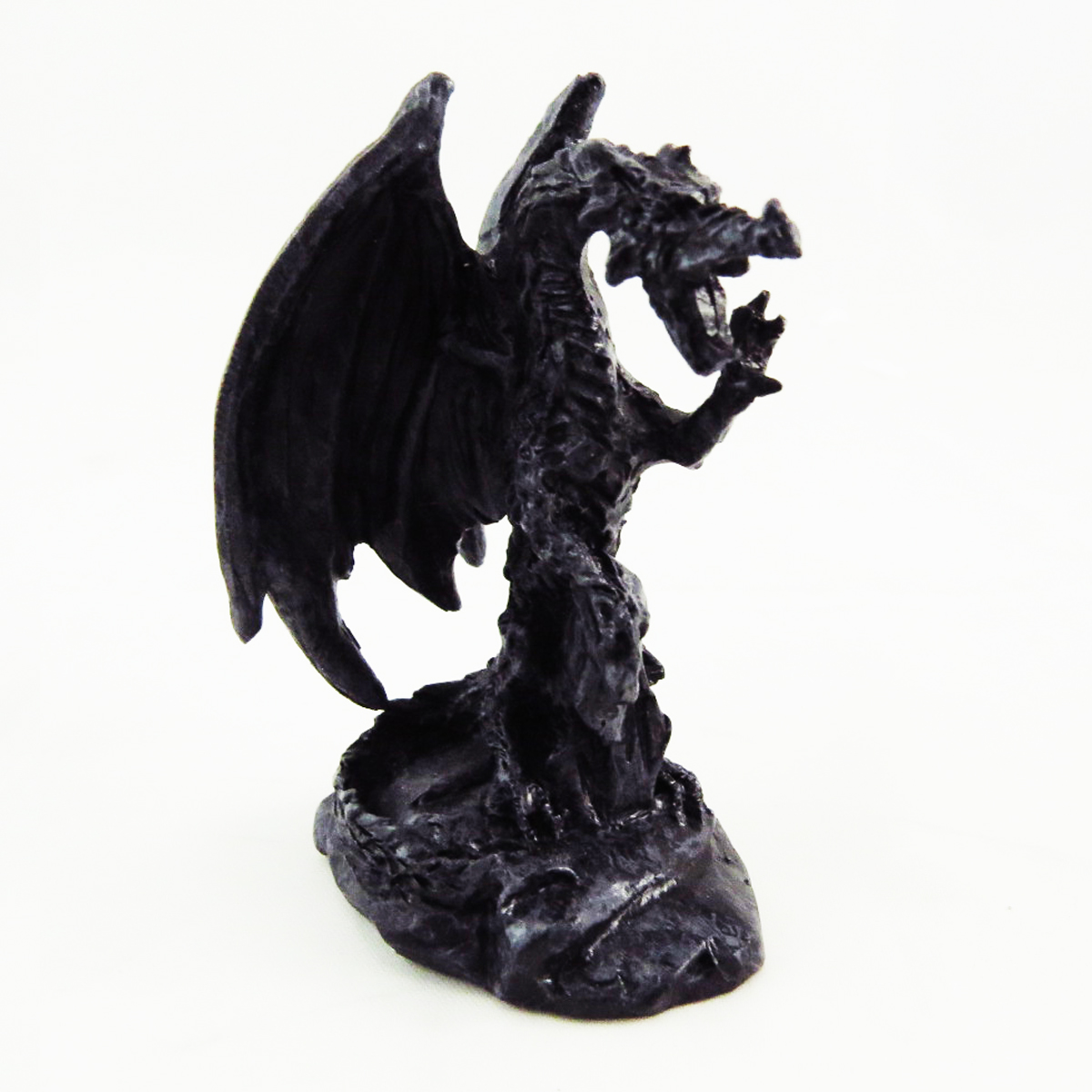 Mini statuette résine \'Dragon Mystique\' gris foncé - 6 cm - [A0417]